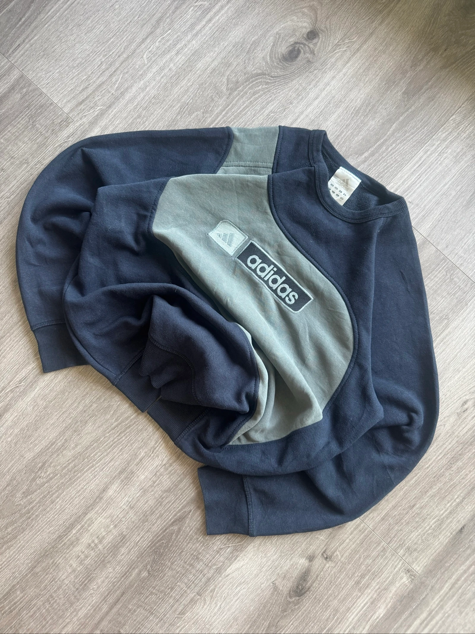 Adidas Vintage Spell Out Sweatshirt Marinegrijs Geborduurd Logo 90s Y2K Ronde Hals M – photo 3